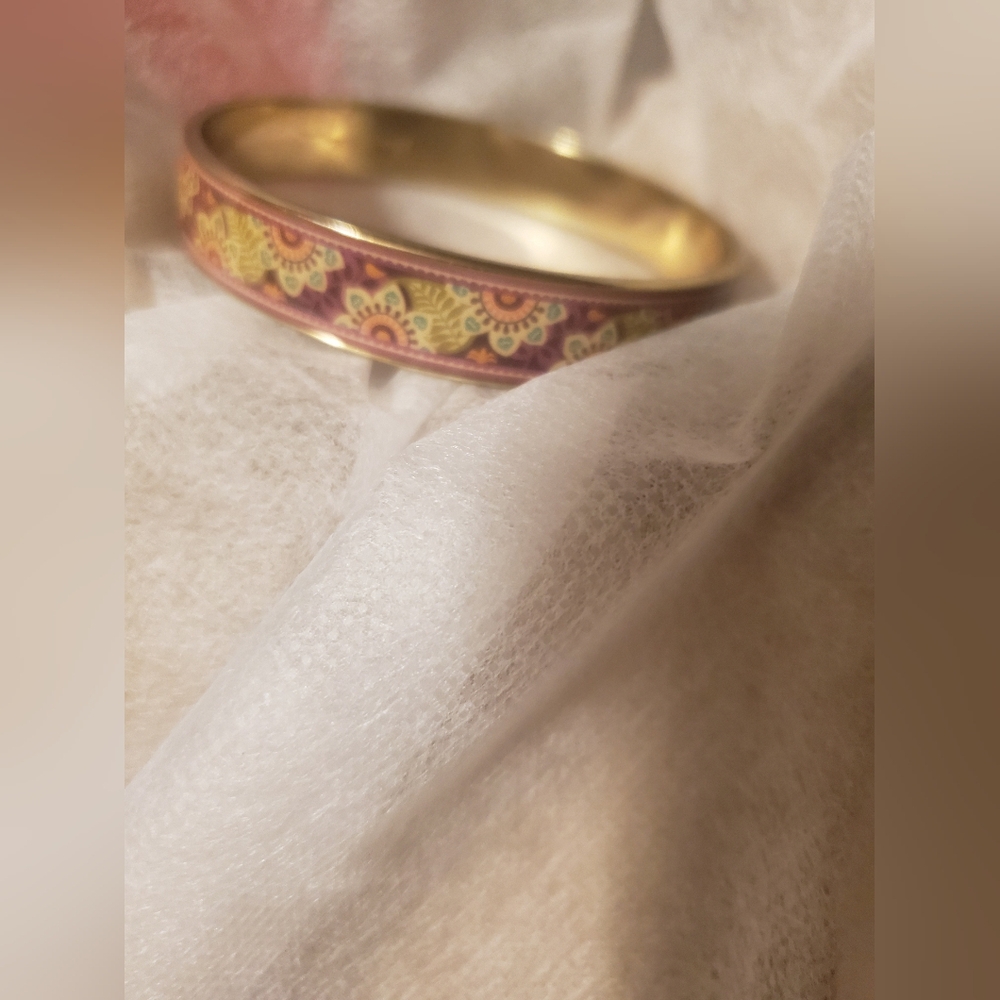 Bracelet Vera Bradley Enamel Mandala Pattern Signed Bangle EUC